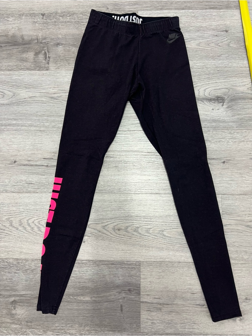 Nike Just Do It Leggings XS Black Hot Pink Logo Full Length